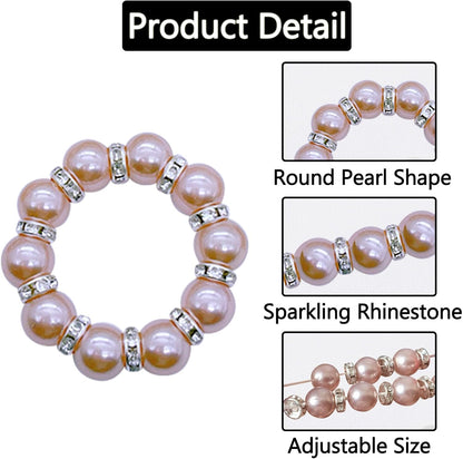 6 PCS Pearl Napkin Rings Stretched Beaded Table Napkin Holder for Christmas Birthday Wedding Anniversary Dinning Party Decor