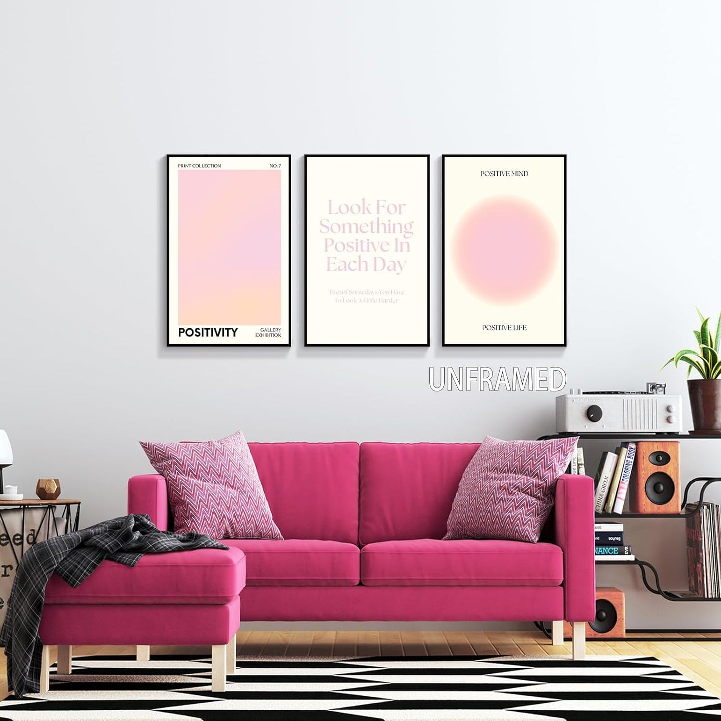 Pink Gradient Aura Angel Numbers Poster for Room Aesthetic 3 Piece 12x16in, Pastel Positive Daily Affirmation Quotes Canavs Wall Art Abstract Minimalist Print Painting for Bedroom Unframed
