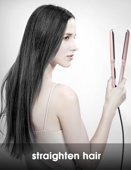 ANGENIL Ceramic Flat Iron Hair Straightener - 1.6inch Straightening and Curler 2 in 1,Professional Hair Iron Flat for Women Shinier&Smoother Hair,LCD Display,30s Fast Heating