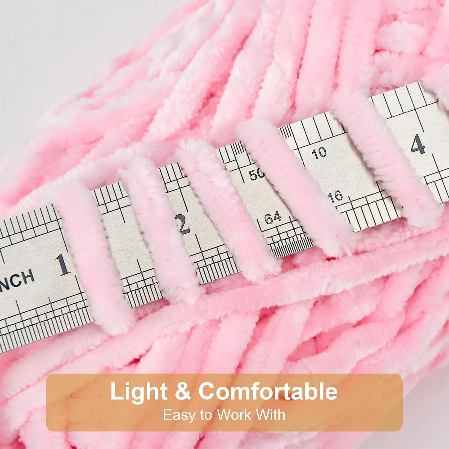 Soft Velvet Chenille Yarn for Crocheting & Knitting - Bulky Yarn for DIY Weaving Crafts 3 Skeins Pink (3.5oz 66yds/Skein)