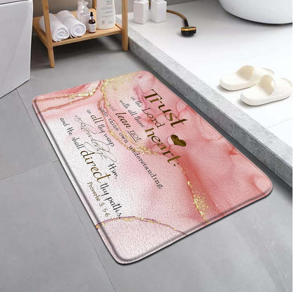 Marble Bathroom Rugs Inspirational Quotes Stone Crack Texture Abstract Art Flannel Memory Foam Mat Bath Kitchen Doorway Aisle Carpet 17.71 x 29.52 Inch