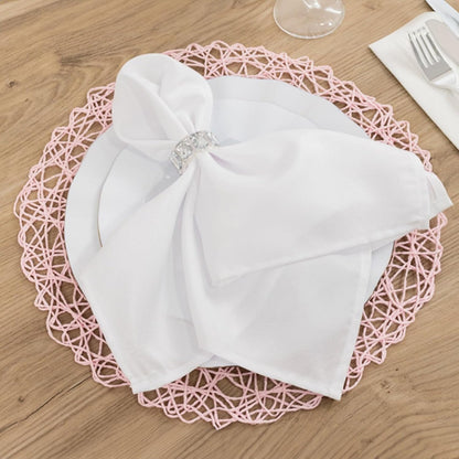 Efavormart 6 Pack Blush Woven Fiber Disposable Placemats, Round Table Mats 15"