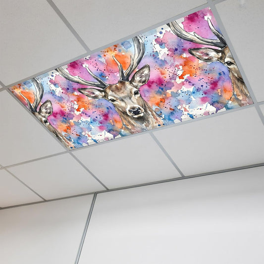 Elk Magnetic Fluorescent Light Covers for Ceiling Lights 2x4 Ft,Pink Purple Blue Watercolor Splashes Splatter Animal Office Kitchen Drop Ceiling Light Covers Lighting Filters Shade Panel 1 Pack