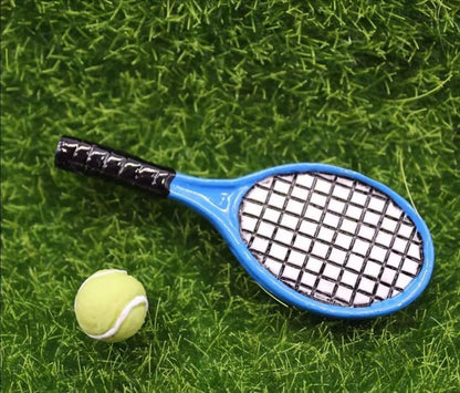 Miniature Tennis Racket Set, 1/12 Scale Accessories, Mini Racket Set, Small Tennis (Pink)