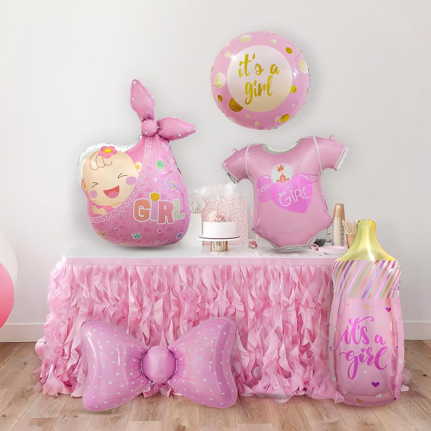 Pink Baby Shower Balloons for Girl Baby Shower Decorations Baby Girl Foil Balloons It's a Girl Baby Bottle Balloons 5 Pcs