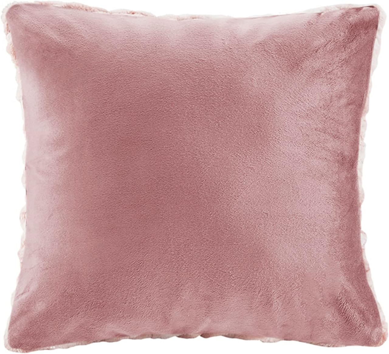 Comfort Spaces Ruched Faux Fur Plush Throw Blanket and Pillow Set with 2 Matching Square Pillow Covers Sofa Throw Blanket for Living Room, Chair, Couch, Home Office Fuzzy Soft Blush Tie Dye 50"x 60"