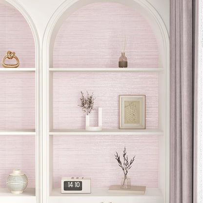 Pink Grasscloth Peel and Stick Wallpaper for Bedroom Self Adhesive Faux Grasscloth Wallpaper Textured Modern Wall Paper for Girl Room Pink Countertop Contact Paper for Bathroom Liner Locker