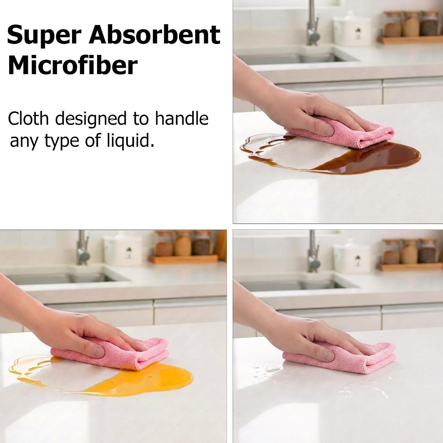 Microfiber Cleaning Cloth Roll 20 Sheets 11" x 10" Tear Away Microfiber Towel Roll Reusable Paper Towels Washable Ultra Absorbent Lint-Free Cleaning Cloths for Kitchen, Car and Home Use, Pink