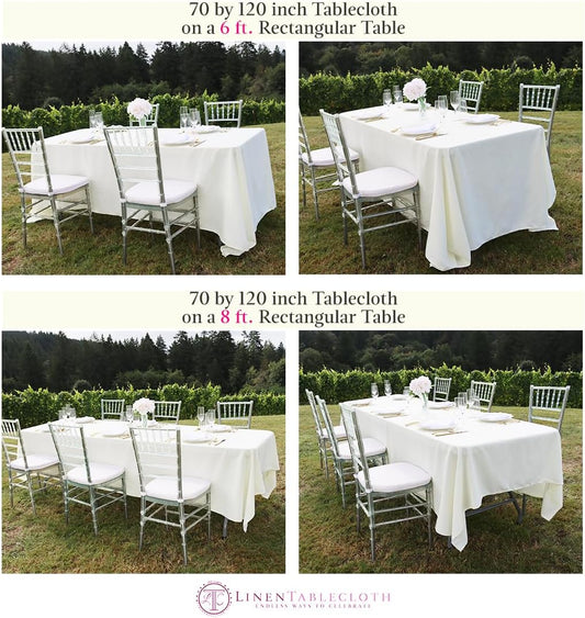 LinenTablecloth 70 X 120 in. Rectangular Polyester Tablecloth Peach