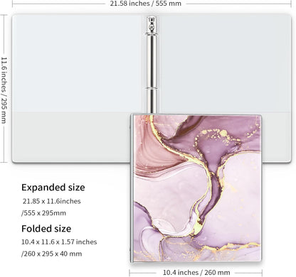 Eyrozill Aesthetic 3 Ring Binder 1 Inch, Decorative Recipe Binders, Client Records with Clear Interior Pockets for Letter-Size(11" x 8.5") Paper, PVC Cover (Pink Marble)
