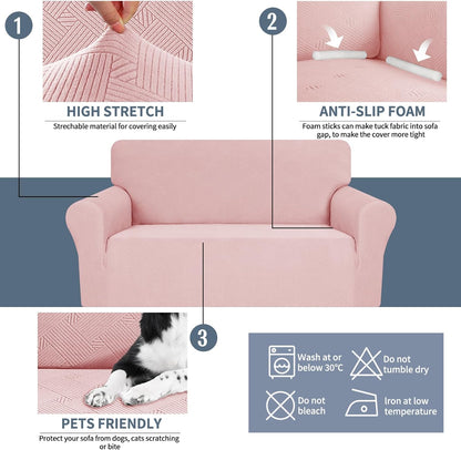 JIVINER Chair Cover for Living Room, 1 Piece Chair Sofa Slipcovers with Arms High Stretch Pet Friendly Couch Furniture Protector with Elastic Bottom (Chair, Dusty Pink)
