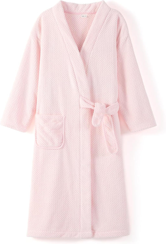 REDKISS Premium Womens Robe, Microfiber Long Bath Robe for Women, Lightweight Soft Women's Bathrobe