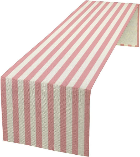 Striped Table Runner,Modern Minimalism Pink Table Runner for Home Kitchen Table Decor Dining Coffee Room Birthday Party Decor 13x36 Inch