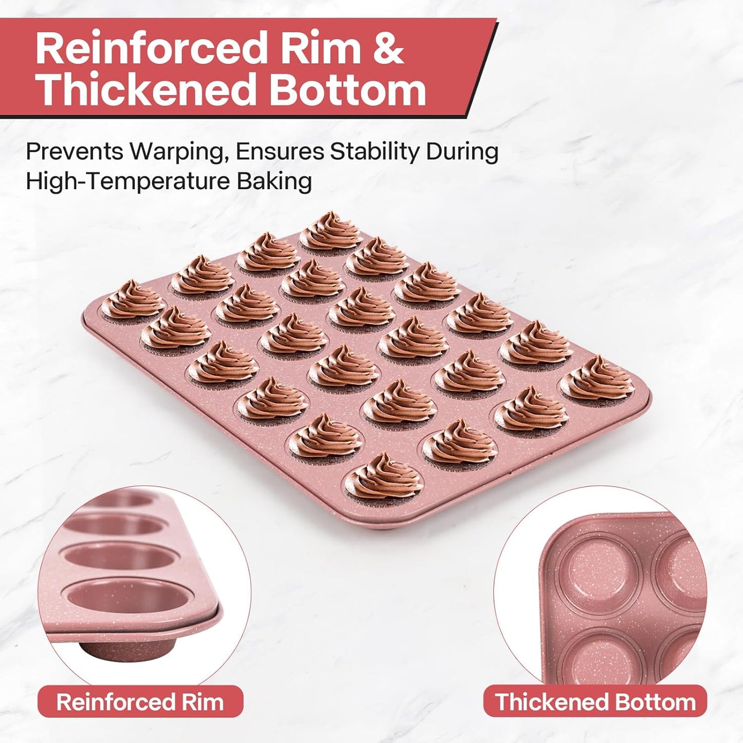 2-Pack Healthy Baking Cupcake Pan| Non Stick 12-Cup Muffin Pan | Durable & Easy Clean Muffin Tin | Perfect for Cupcakes, Muffins (Beige)