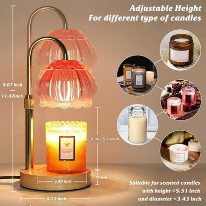 HAIDOLIANG Candle Warmer Lamp with Timer - Adjustable Height and Stepless Dimmable, Birthday Gifts for Women/Mom, Flower - Unique Teacher Appreciation Gifts (Pink)