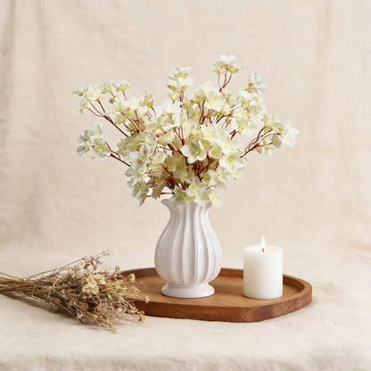 Tinsow Artificial Cherry Blossom Peach Flowers Cream White Spring Flowers for Spring Table Centerpiece Wedding Home Decor (6, Ivory)