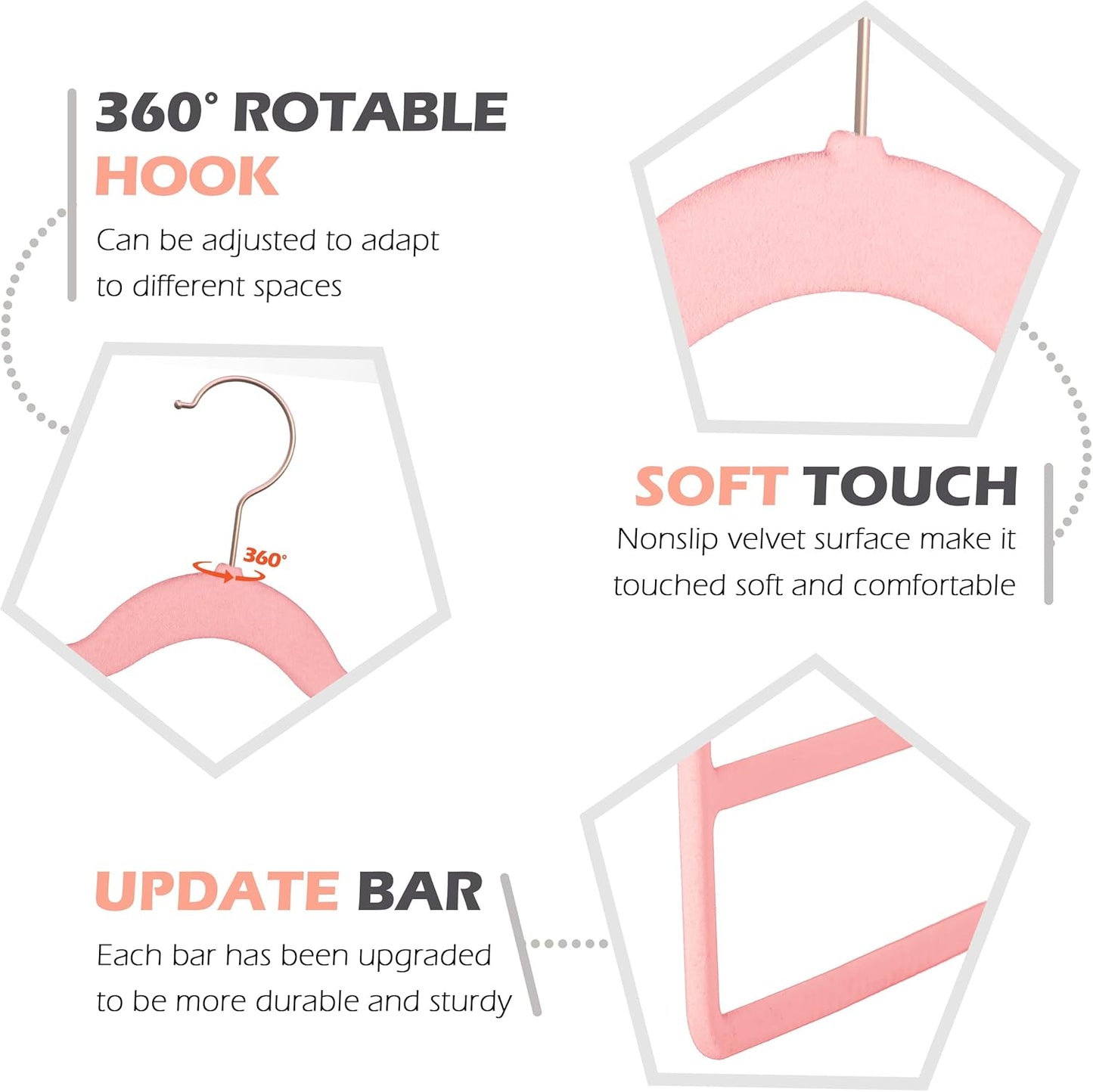 Velvet Pants Clothes Hanger Space Saving Non Slip Pants Shorts Hanger, Myfolrena Jeans Slack Trousers Hangers Multiple Velvet Hanger Closet Storage and Organization for Jeans,Scarf,Tie(Pink, 3)