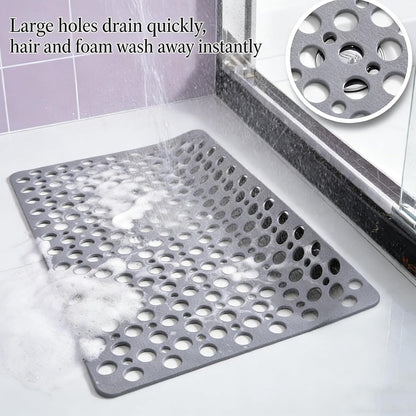 Shower Mat, Secure Shower Mats Easy to Clean, Bathtub Mat Non Slip with Suction Cups and Drain Holes, Soft Textured Design for Inside Shower Easy Dry&Cut (Pink,M (70 * 38cm))