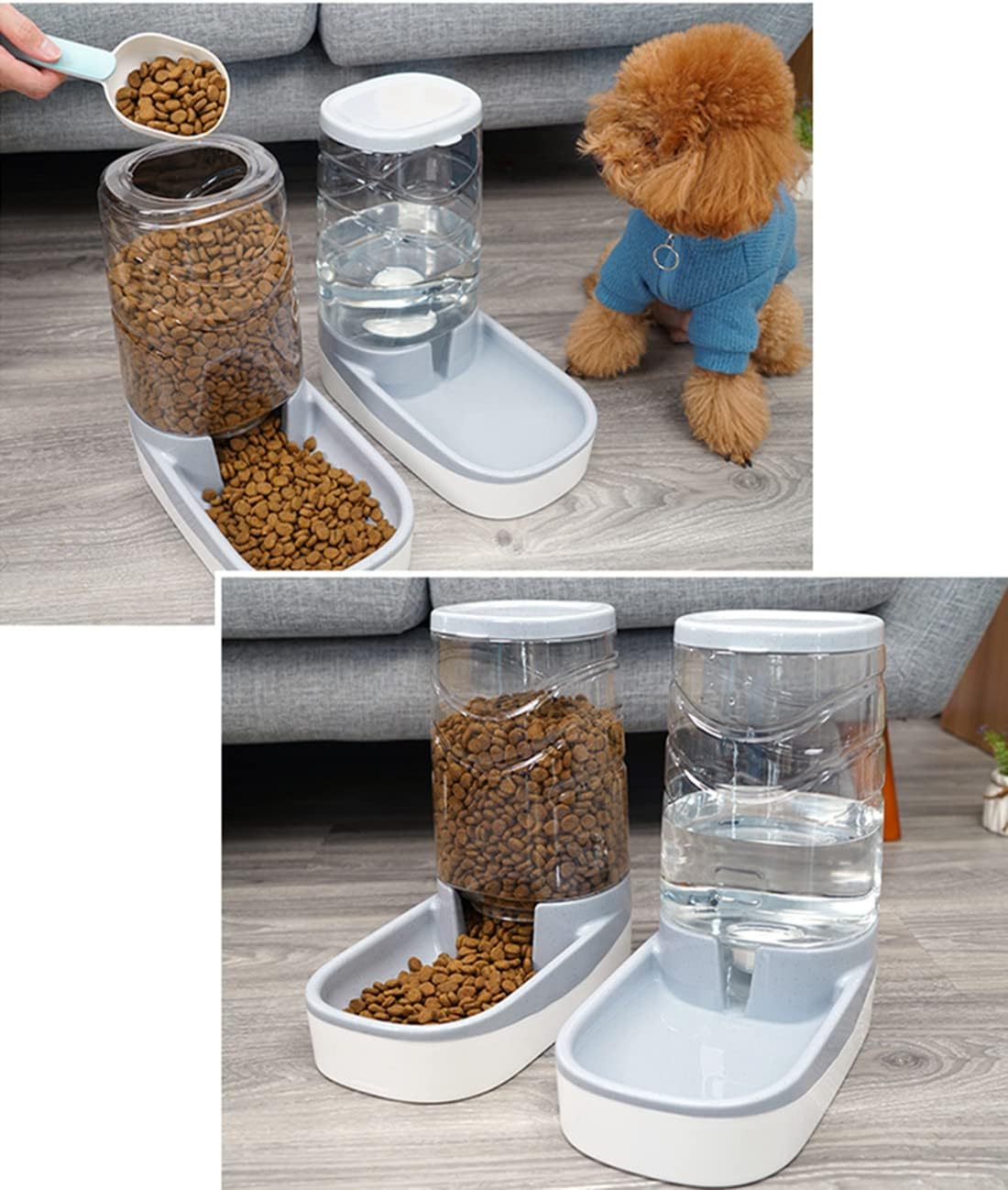 Automatic Cat Feeder Gravity Dog Feeder 1 Gallon Pet Feeder, Self-Dispensing Pet Feeder Bowl for Small and Medium Sized Pets Large Capacity (Pink)