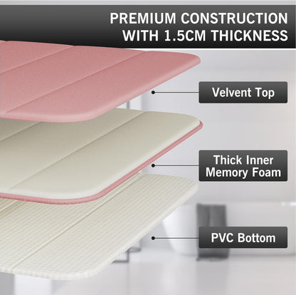 Bathroom Rugs Set 2 Piece Memory Foam Bath Rugs Non-Slip Bath Mat,Washable Room Mats,Absorbent Shaggy Rugs Super Soft Kitchen Mats, Batroom Carpets for Bathroom,Tub,Shower Home Decor（Coral Pink）