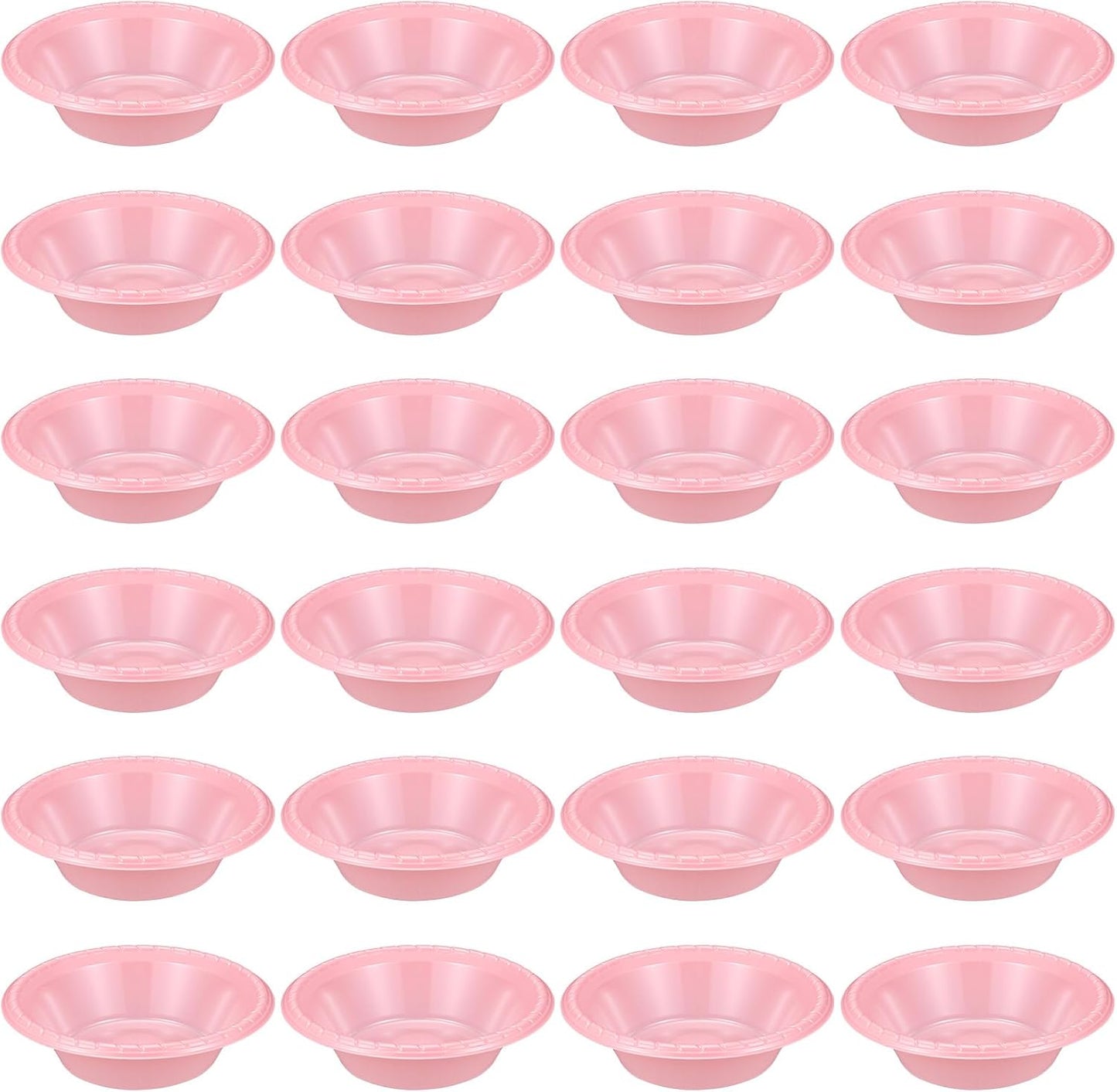 24 Pack 16oz Pink Disposable Plastic Bowls Dessert, Ice Cream, Salad, Soup Serving Cups for Party, Picnic, Food Snacks (Pink)