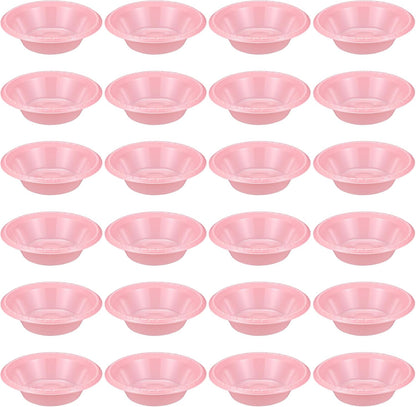 24 Pack 16oz Pink Disposable Plastic Bowls Dessert, Ice Cream, Salad, Soup Serving Cups for Party, Picnic, Food Snacks (Pink)