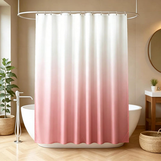Felisa Ombre Pink and White Shower Curtain Liner,Waterproof Fabric Shower Curtain with 3 Weighted Magnets, Odorless Cloth Lightweight Bathroom Curtain,Sturdy Rustproof Grommets,72 x 72