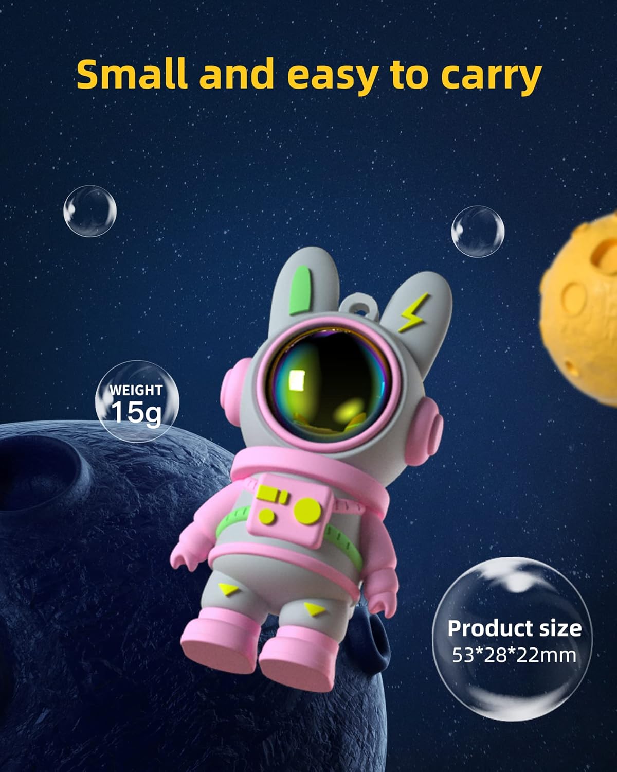 Cute Space Rabbit USB Flash Drive, Thumb Drive Waterproof USB 2.0 Memory Stick Small Size USB Drive Gift (128G, Pink)