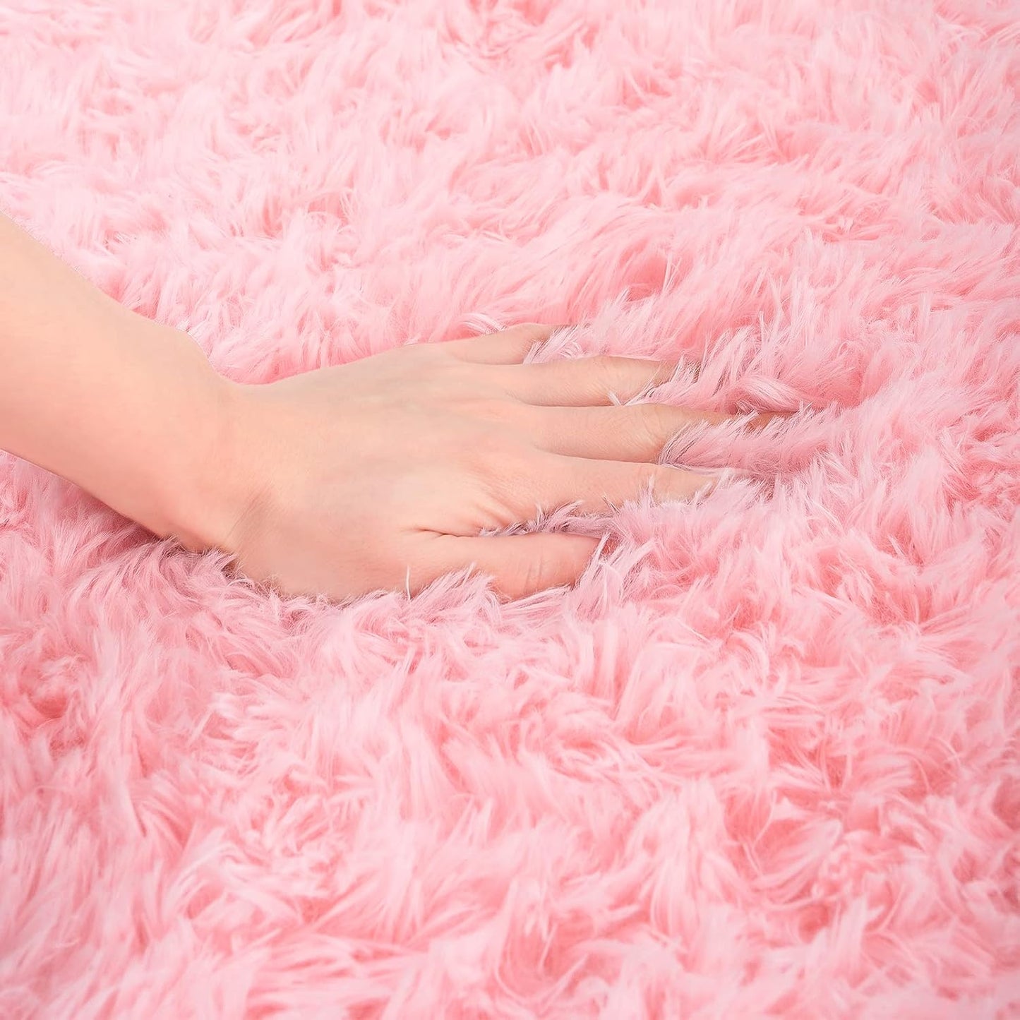 ISEAU Fluffy Runner Rug for Bedroom Dorm, College, Apartment, Plush Area Rugs, Shag Carpet with Rubber Backing Non Slip, Comfy Nursery Mat Bedside Mats for Girls Kids Room Home Decor, 2ft x 6ft, Pink