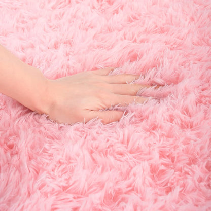 ISEAU Fluffy Runner Rug for Bedroom Dorm, College, Apartment, Plush Area Rugs, Shag Carpet with Rubber Backing Non Slip, Comfy Nursery Mat Bedside Mats for Girls Kids Room Home Decor, 2ft x 6ft, Pink