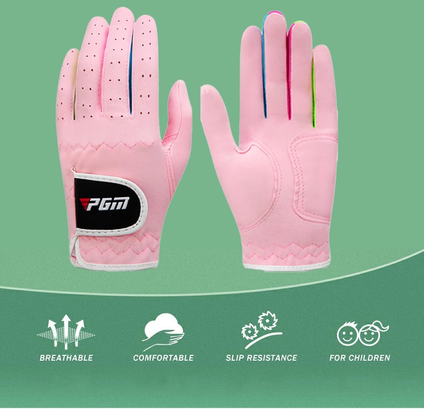WIGERLON Kids Golf Gloves,Youth Golf Glove for Gilrls and Boys,Junior Golf Glove for Left Hand and Right Hand(2pcs)