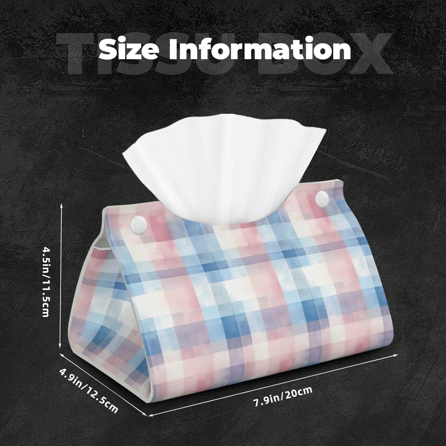 Leather Tissue Box Cover Tissue Box Holder Pink Blue Checkerboard Decorative Tissue Cover for Home Office Car