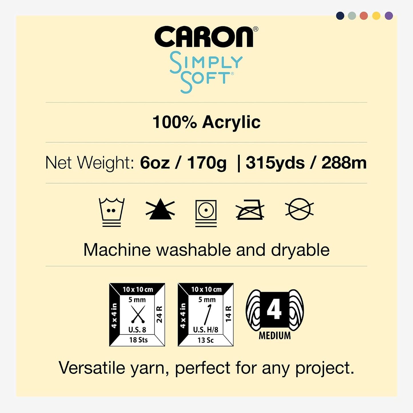Caron Simply Soft Peach Yarn - 3 Pack of 170.1g/6oz - 100% Acrylic - #4 Worsted (Medium) - 315 Yards - Knitting/Crochet