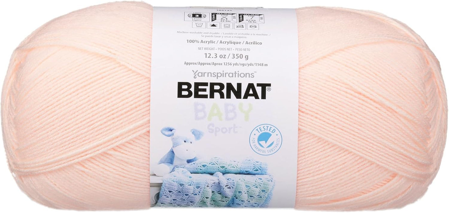 Bernat Baby Big Ball Sport Yarn, 12.3 oz, Gauge 3 Light, 100% Acrylic, Peach Blossom
