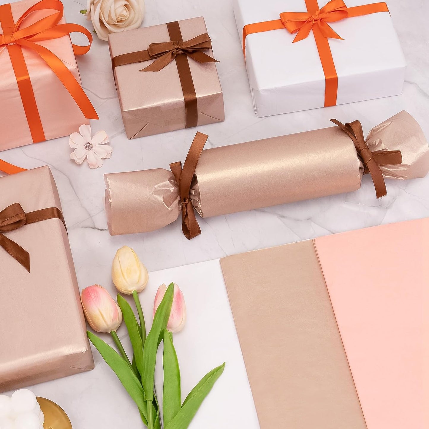 Larcenciel Tissue Paper Gift Wrap, 30 Pcs Girly Pearlescent Pink Tissue Paper for Gift Bags Bulk, Delicate Glitter Wrapping Art Packaging for Birthdays, Weddings, Anniversaries, Crafts, 19.7x13.8inch