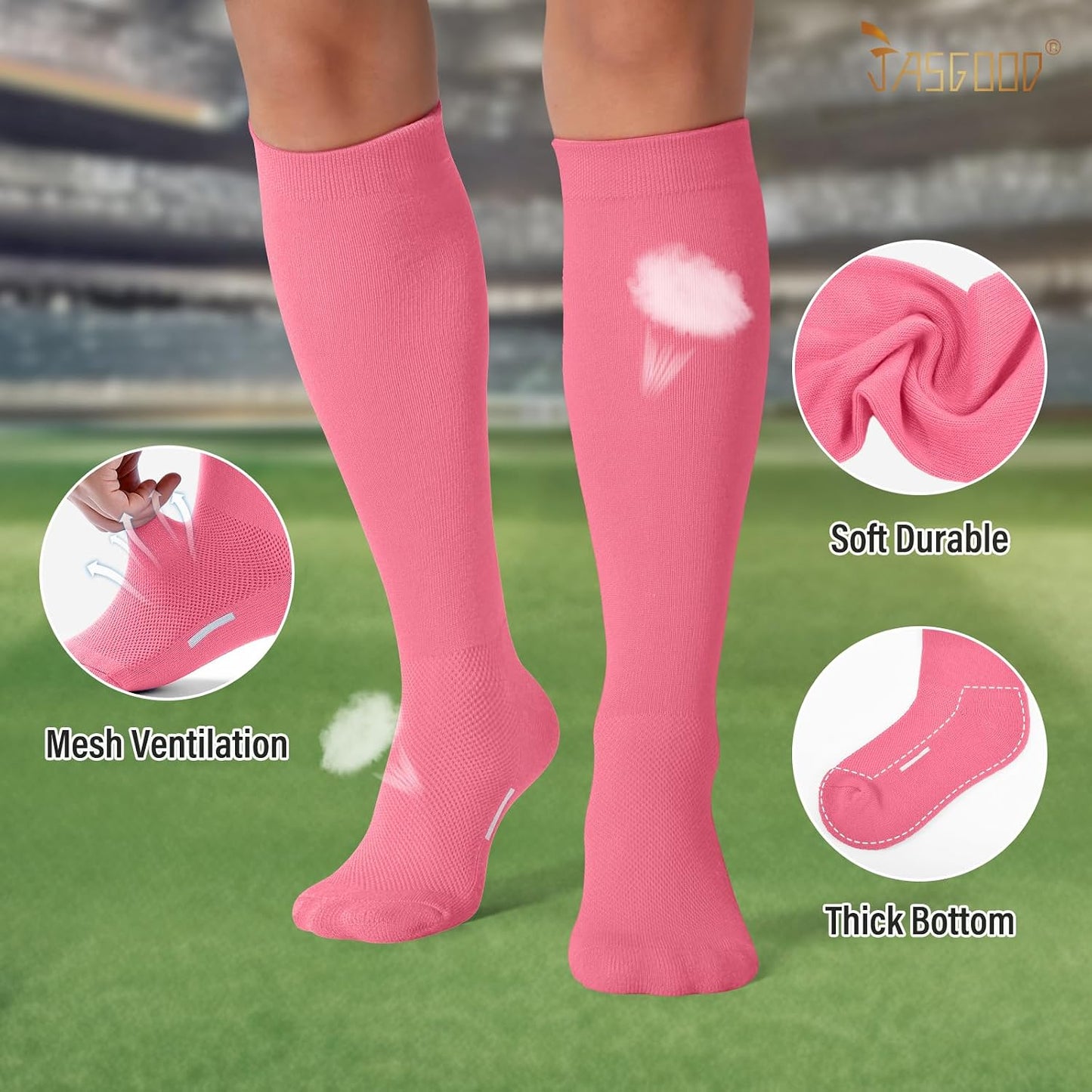 JASGOOD Baseball Softball Socks and Belt Combo Set 3 for Youth Adult Soccer Football Socks