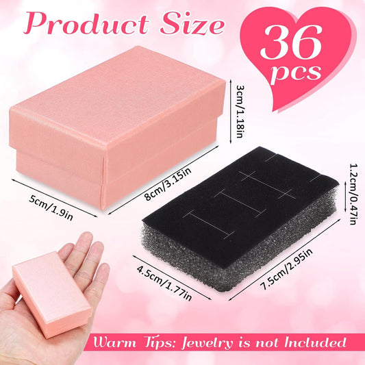 Batiyeer 36 Pcs Cardboard Jewelry Gift Boxes Jewelry Boxes Packaging Small Earring Gift Box with Lids for Necklace Ring (Pink,3.2 x 2 x 1.2 Inch)