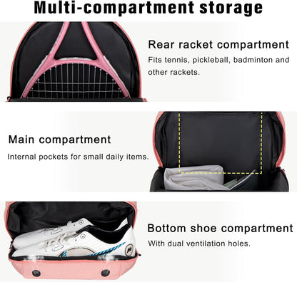 Goloni Tennis Backpack for Women, Holds 2 Rackets with Shoe Compartment