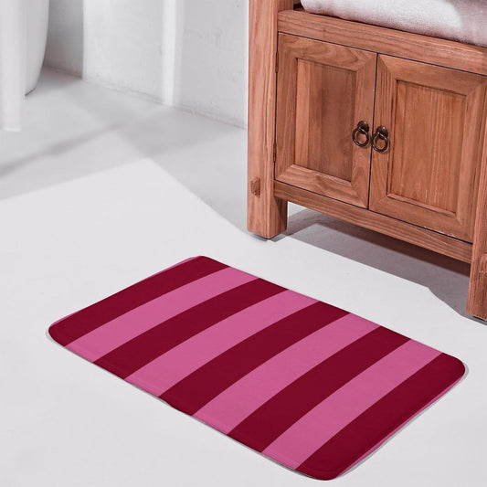 Pink Stripe Prints Bathroom Rugs, Non Slip & Absorbent Bath Mat Carpets for Bathroom, Entryway or Sink 16" x 24"