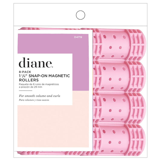 Diane Snap-On Magnetic Rollers Pack of 8 Hair Curlers for Women and Girls, Small, Diameter, Pink, D4719, 8 Count (Pack of 1)