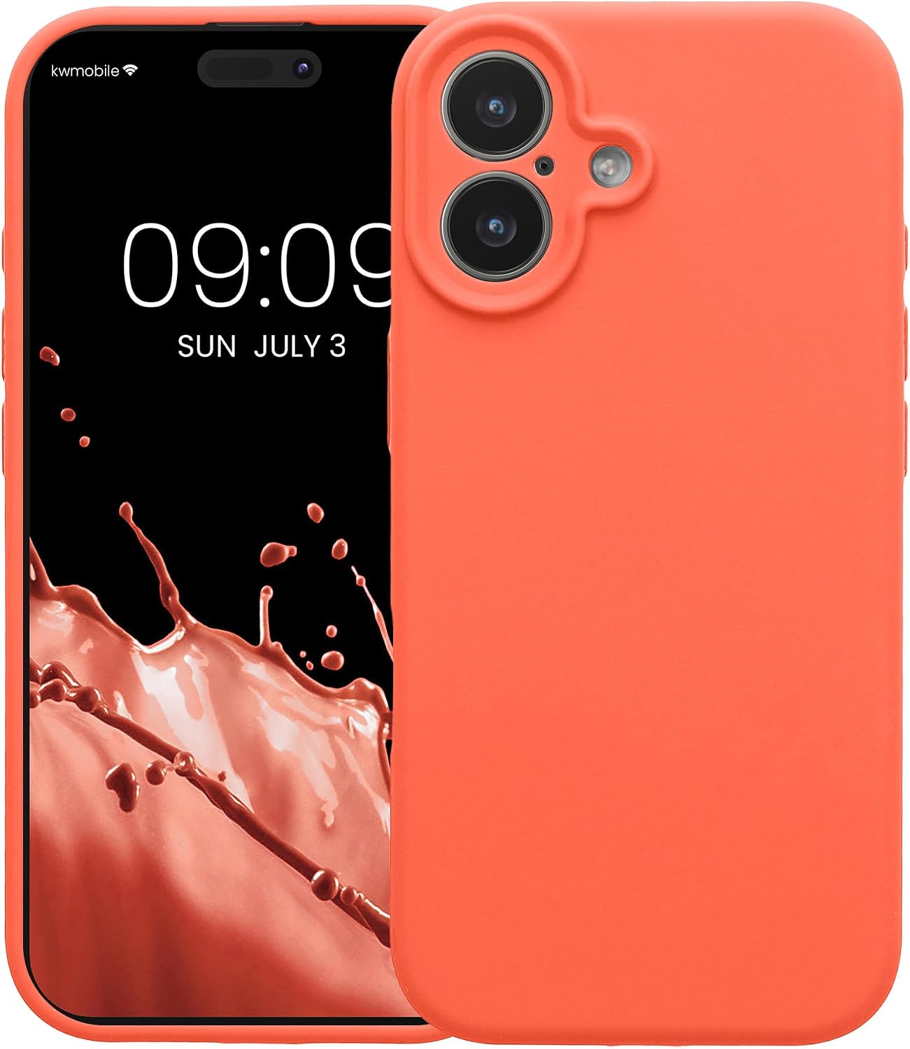 kwmobile Case Compatible with Apple iPhone 17 Case - Slim TPU Silicone Phone Cover - Soft Touch Finish - Vivid Coral