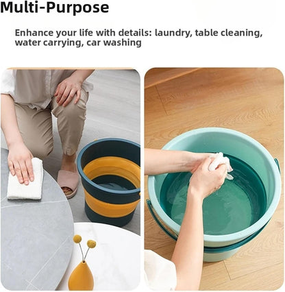 5/10/17L Folding Portable Bucket Car Wash Fishing Bathroom Tool Outdoor Camping Household Supplies for Cleaning Windows(5L,Pink)