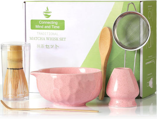 Matcha whisk Sets,Japanese Matcha Set,Matcha Bowl with Spout,Matcha Whisk and Holder,Bamboo Scoop,Sifter - 6 Pcs Tea Set for Matcha Lover,Tea Ceremony,Thanksgiving(Blue)