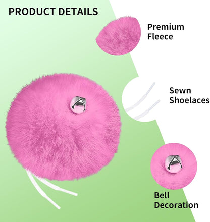 Bestookits Roller Skate Pom Poms with Bells, Skating Outfit Ice Skating Accessories, Roller Skate Decorations for Girls Women 2 Pieces (Pink)
