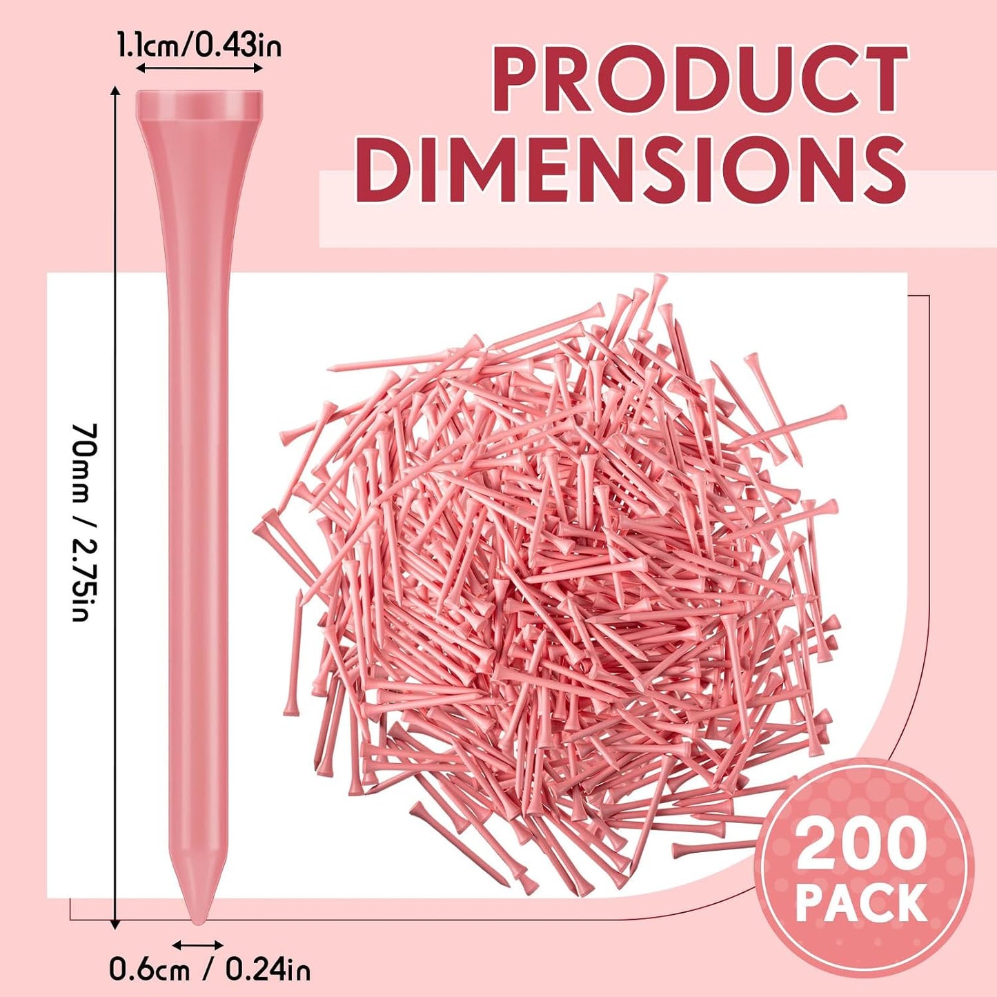 Jenaai 200 Pcs Golf Tees Bamboo Golf Tees Professional Golf Tees Bulk for Women Golf Club Accessories