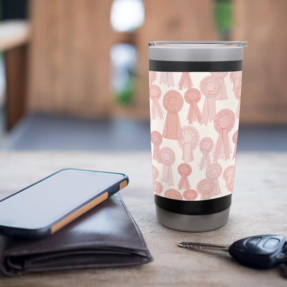 Coral Coquette Rosette Peach Bow Ribbon Pattern Stainless Steel Insulated Tumbler