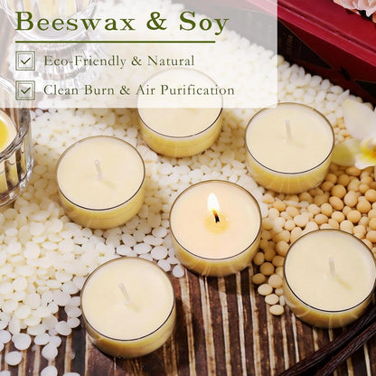 Beeswax Blend Tealight Candles - Honey Peach Scented, 16 Packs Fruity Scented Tea Candles for Home, Highly Scented with Natural Oils, Aromathey Tea Light Candles for Relax, 4-Hour Burn Time