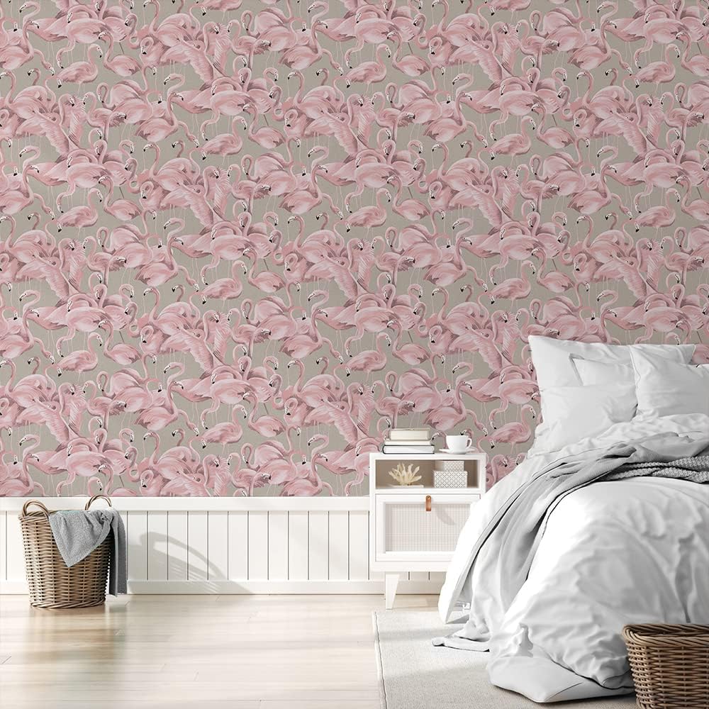 Tempaper Ballerina Pink Flamingo Removable Peel and Stick Wallpaper, 20.5 in X 16.5 ft, Made in the USA