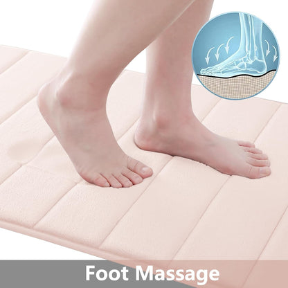 Buganda Memory Foam Bath Mat, 47" x 17", Ultra Soft and Non-Slip Bathroom Rugs, Water Absorbent and Machine Washable Bath Rug Runner for Bathroom, Shower, and Tub, Pink