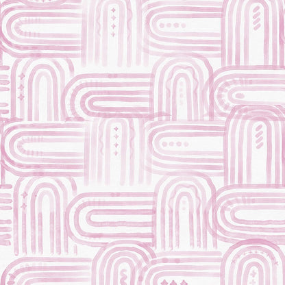Modern Peel and Stick Wallpaper Boho Pink and White Contact Paper 17.3"x480" Geometric Abstract Wall Paper Removable Self Adhesive Wallpaper for Bedroom Bathroom Cabinet Decor Vinyl